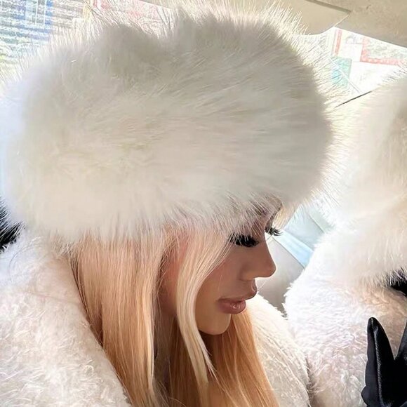 Accessories - White Women's Fluffy faux fur Snowflake Ear Protector headband